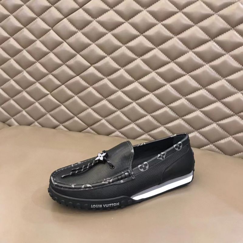 sepatu pria lv loafer cowok slip on shoes men slide kulit hitam P1SHOES