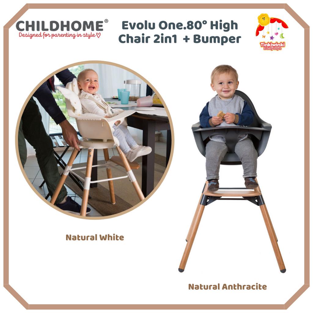 Childhome Evolu One.80° High Chair 2in1 + Bumper
