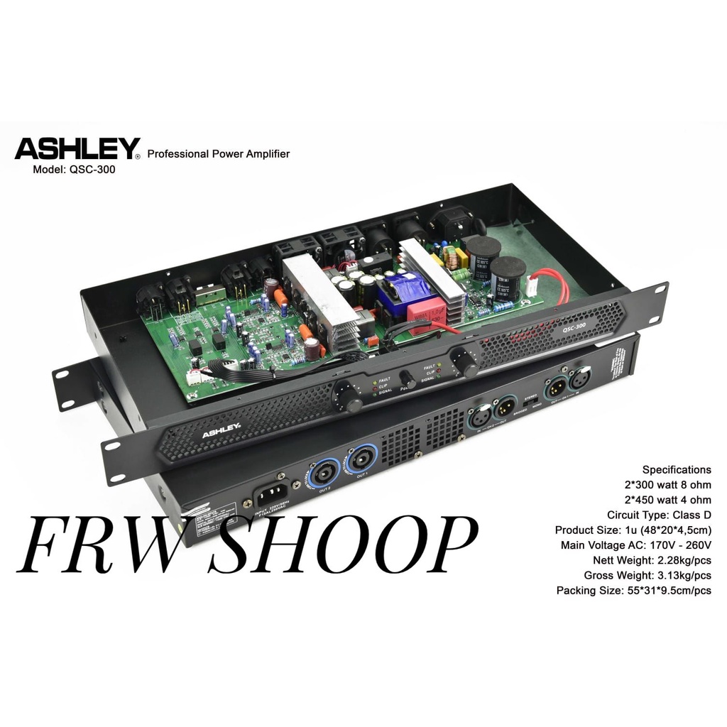 POWER AMPLIFIER ASHLEY QSC 300 / ASHLEY QSC300 ORIGINAL