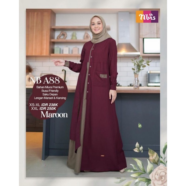 NIBRAS NB A88 MAROON | GAMIS NIBRAS NB A88 | KOKO NSK 88 Maron