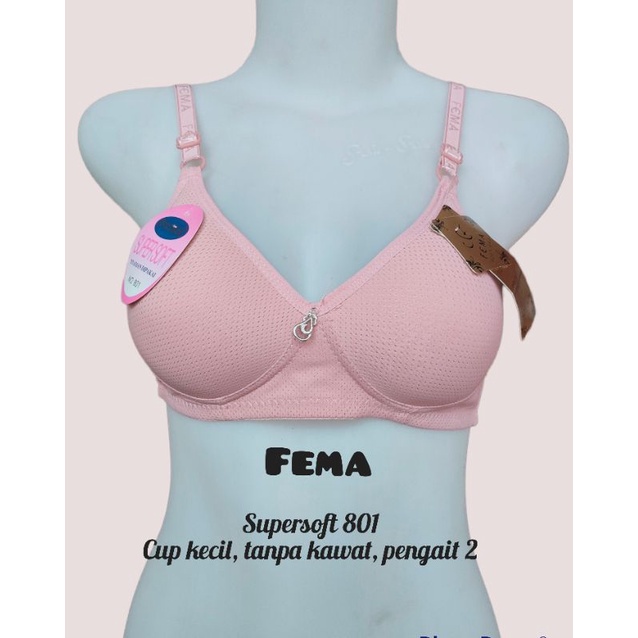 BH FEMA CUP KECIL, TANPA KAWAT, PENGAIT DUA || FEMA SOFT BRA