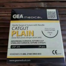 Benang Cutgut plain 2/0 Plus jarum / Cutgut plain 2/0 Tanpa jarum