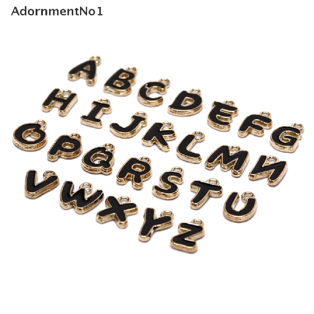 (AdornmentNo1) 26pcs / Set Charms Huruf Alfabet Enamel Untuk DIY Gelang / Perhiasan