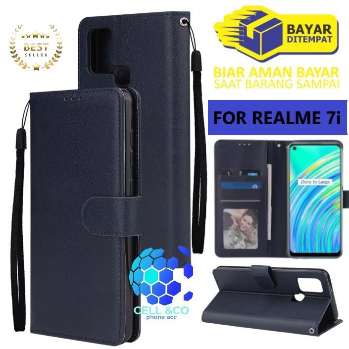 Flip cover REALME 7i Flip case buka tutup kesing hp casing flip case Premium leather wallet