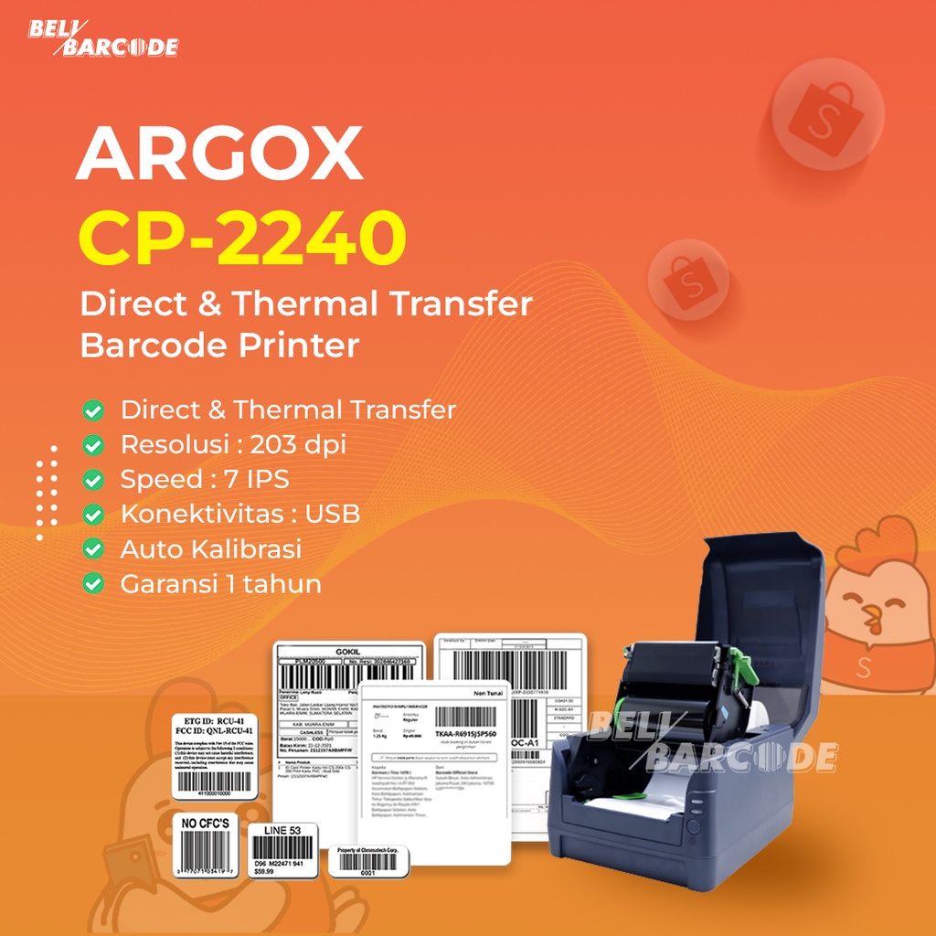 Printer Barcode Argox CP 2440 Cetak Label Direct Thermal Transfer