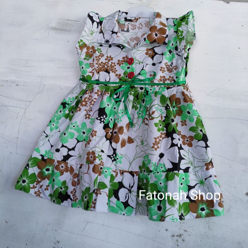 Dress anak 1 2 tahun motif bunga gaun anak cewek perempuan ( dress flowerina kancing)