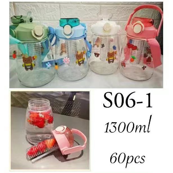 BOTOL MINUM INFUSED TEMPAT AIR MINUM WADAH AIR MINUM ANAK ANAK DEWASA 1,3LITER FREE STICKER