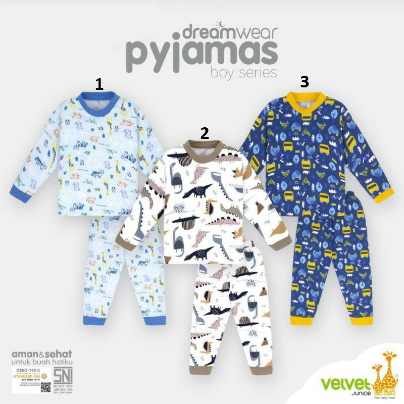 Baju Bayi Anak Setelan Panjang 2-10 Tahun Velvet junior Dreamwear Piyama Boy / Series Mighty