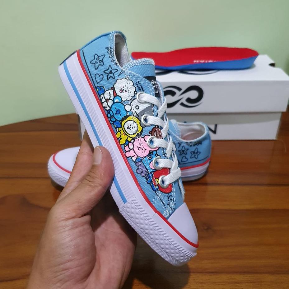 G-61 SEPATU ANAK PEREMPUAN SNEAKERS KARAKTER BTS USIA 4,5,6,7,8,9,10 TAHUN SEPATU ANAK SEKOLAH BT21 