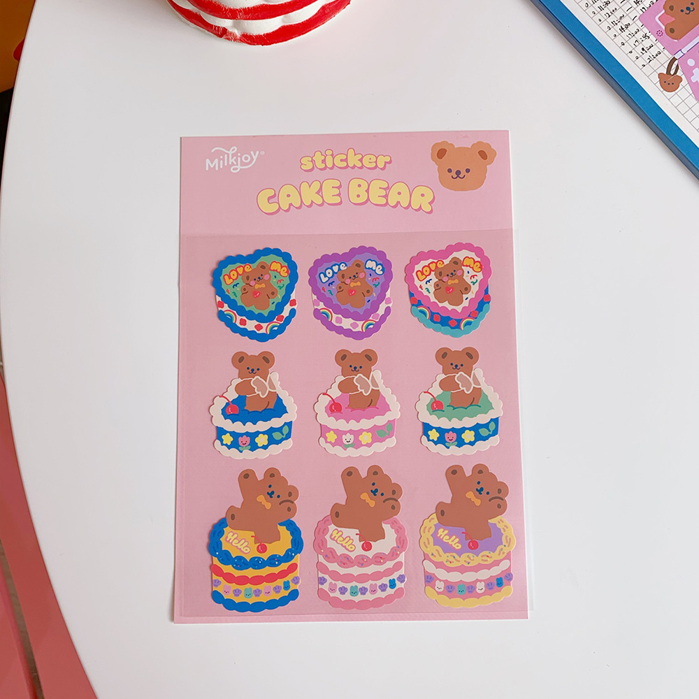 Stiker DIY kartun beruang lucu Korea