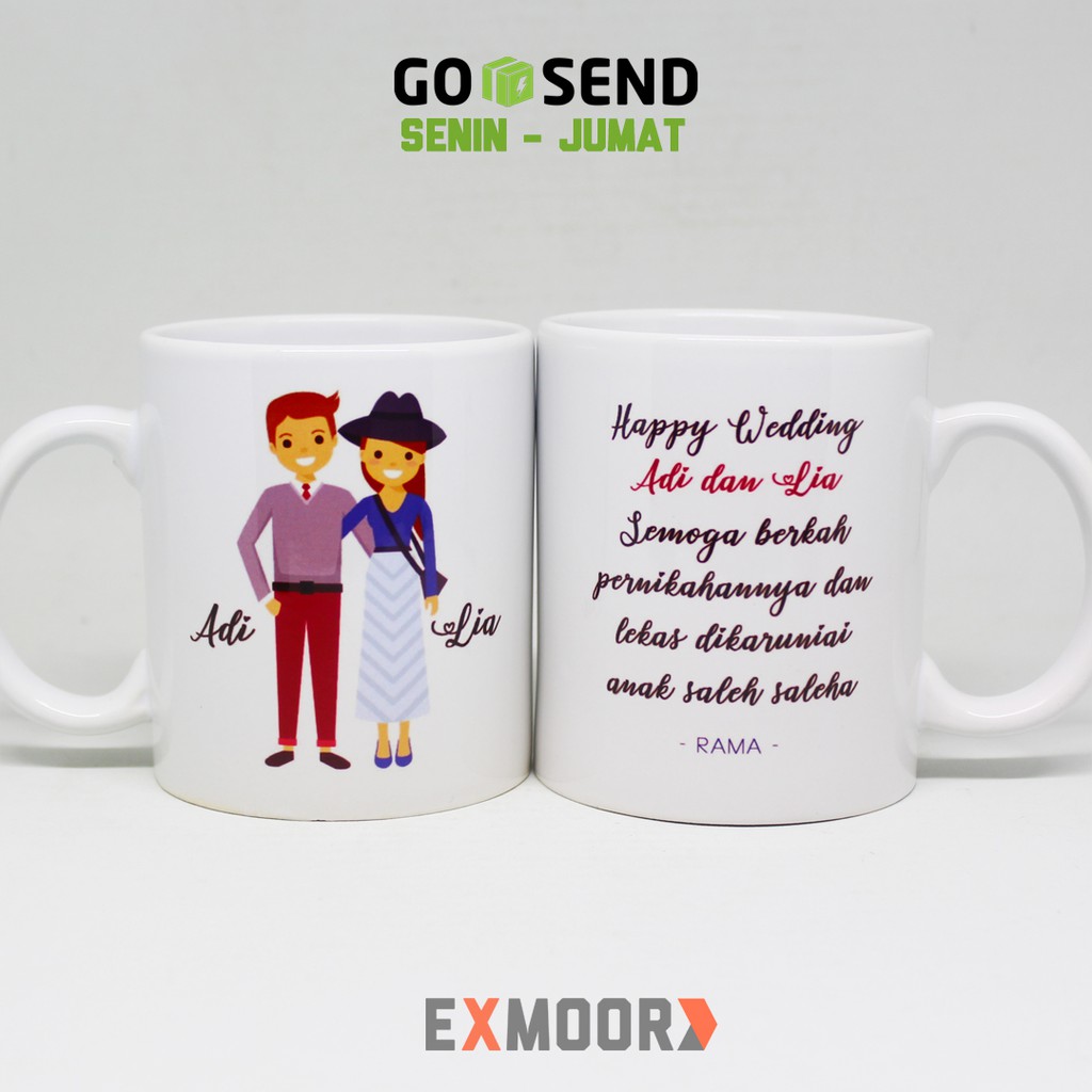 Mug Couple Wedding Casual Non Hijab untuk Kado Pernikahan