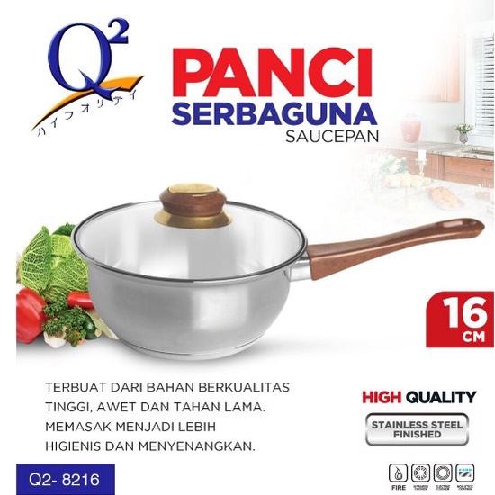 Panci Q2 / Panci Serbaguna / Panci Masak / Panci Murah / Panci Makan Q2-8216 16cm