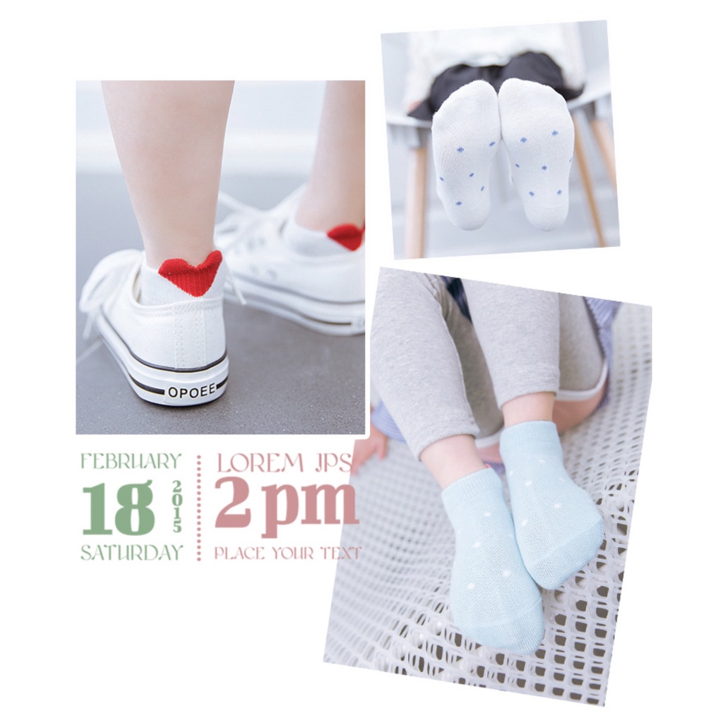 (1 Set 5 pcs) Set kaos kaki Anak Perempuan Motif Love Import Permium Baru