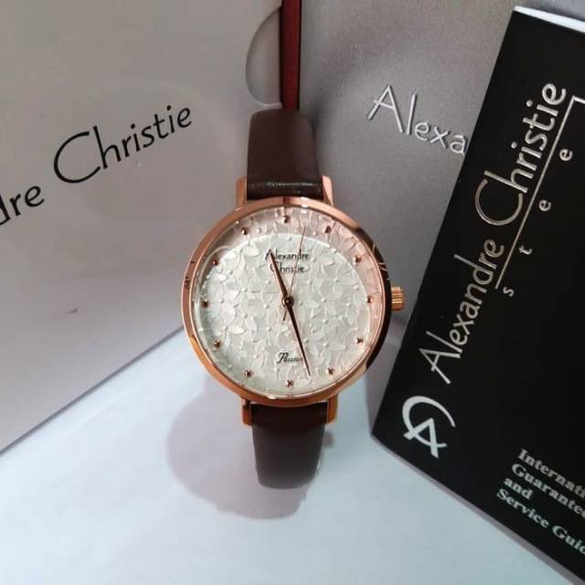 JAM TANGAN WANITA ALEXANDRE CHRISTIE AC 2728 ROSEGOLD COKLAT ORIGINAL