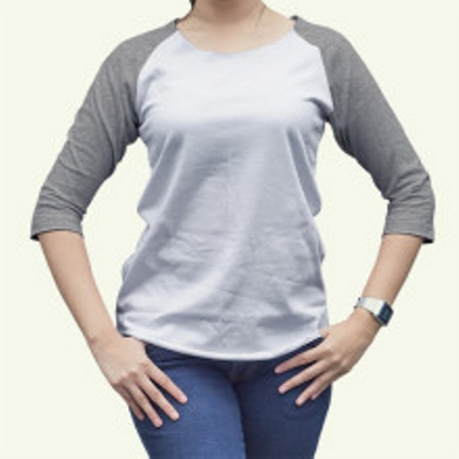 XL-XXL Tshirt Kaos Raglan Oneck Wanita Cewek Body Putih, Jumbo Combed