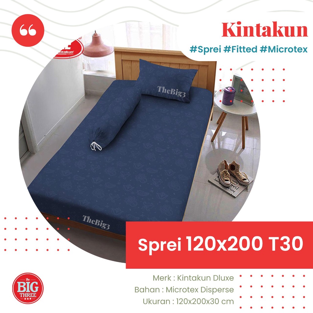 Sprei Kintakun 120x200 Tinggi 30 Navy ungu pink putih abu Blue White - 120 T30 Polos Emboss Embos SP TBT