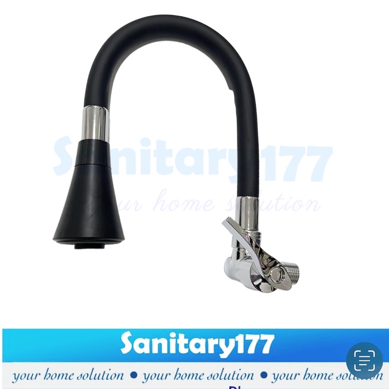 Kran Air TEMBOK Fleksibel Minimalis angsa HITAM 1073TRB-Keran Air sink wastafel  Cuci Piring FLEXIBLE Black /C26