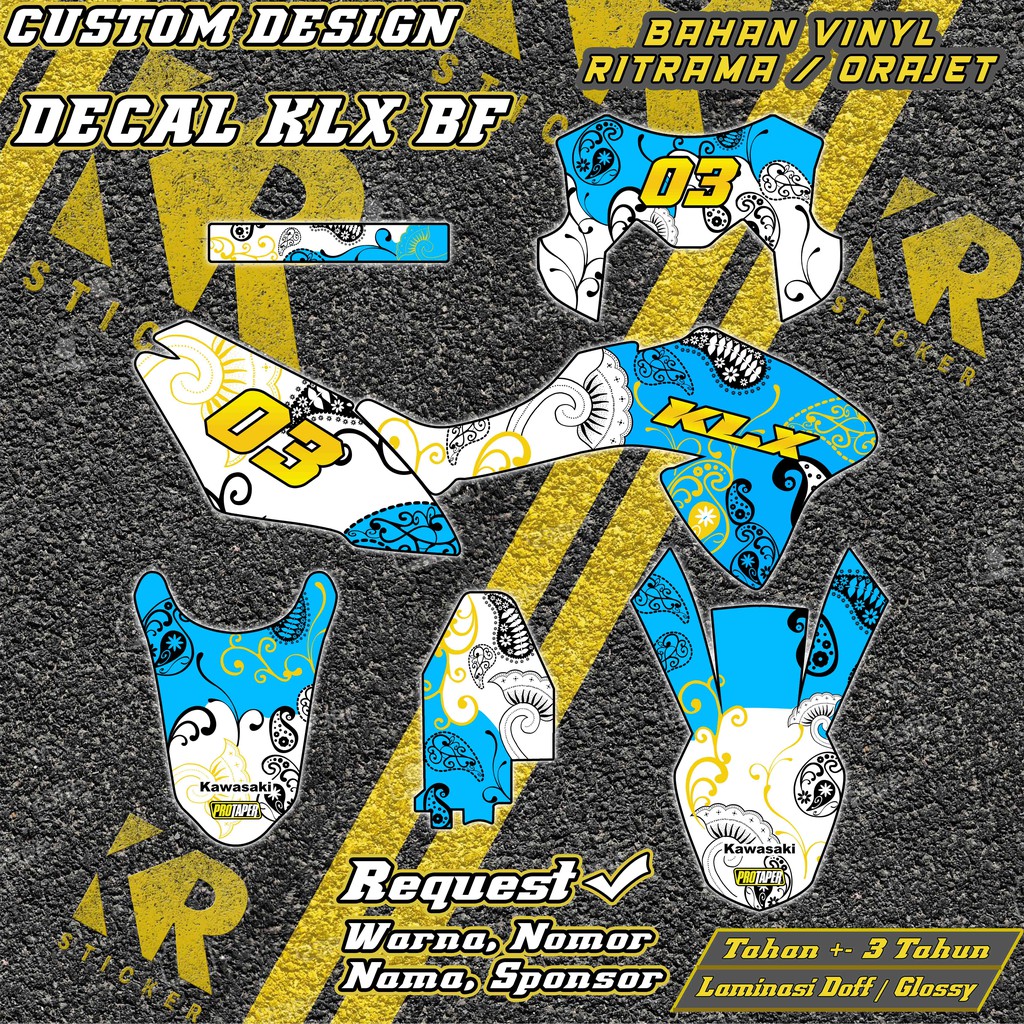 Decal Fullbody KLX BF motif Batik custom desain, stiker klx bf decal klx bf stiker klx bf