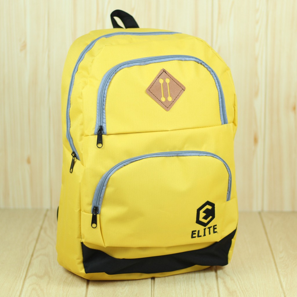 Tas Ransel Distro Elite Kuning Back Pack Sekolah Pria Wanita Unisex Kekinian Berkualitas