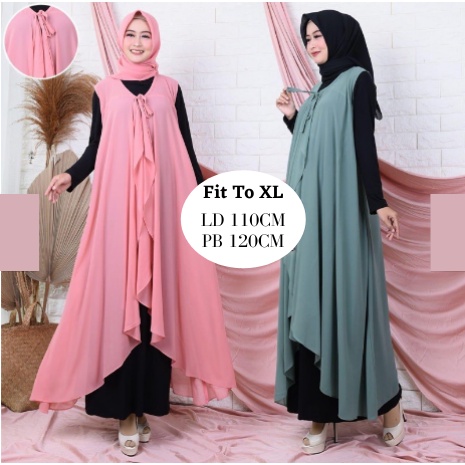 [COD] Hashiva - Luaran Dewasa Ukuran Jumbo Terbaru Outer Kalong Cerutty Long Cardigan Baju