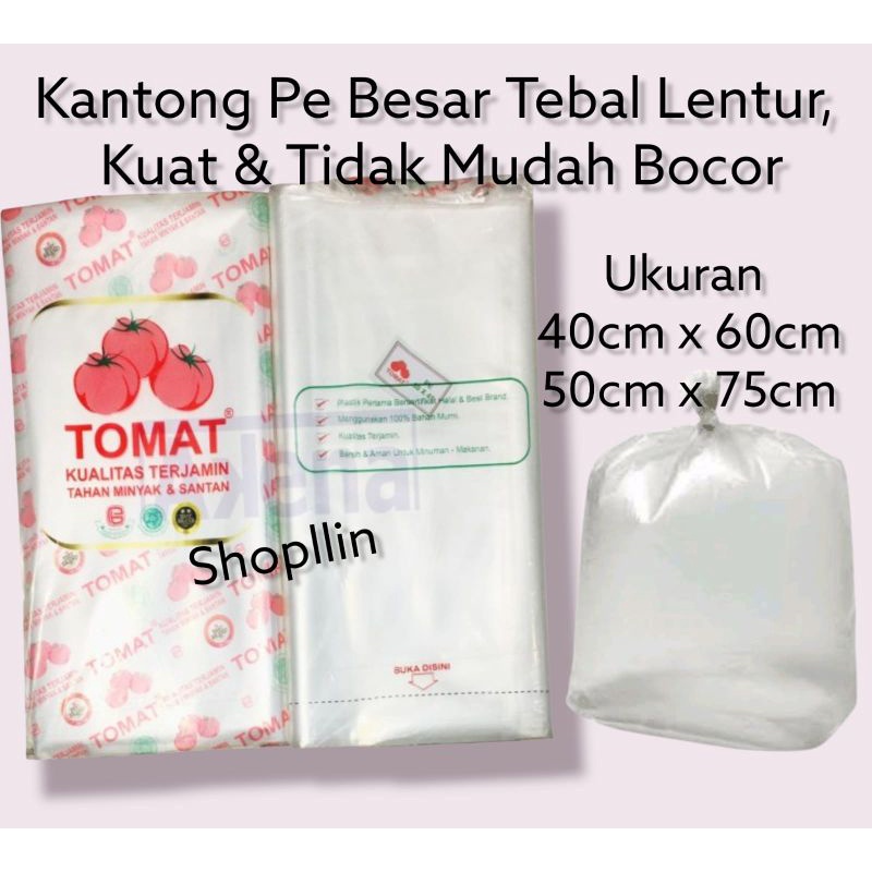Plastik PE merk Tomat / Plastik Bening Lentur Murah 500gr
