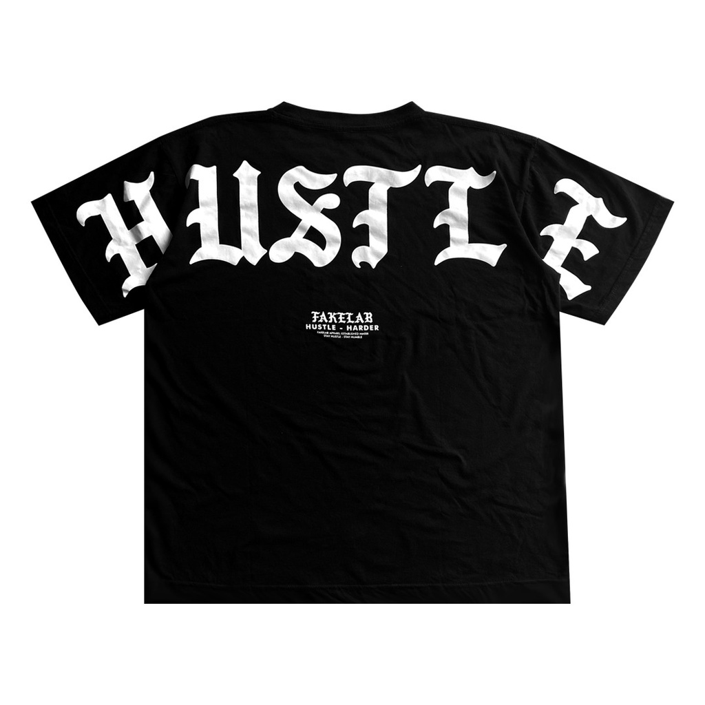 Fakelab Hustle Black Tshirt / Kaos All Over Print / Ts AOP