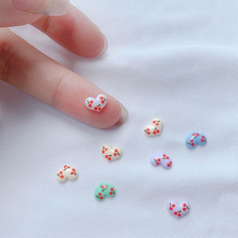 AUGUSTINA Agustina Cinta Perhiasan Nail Art Kecil Segar Indah Cherry Peach Hati Indah DIY Nail Art Ornamen