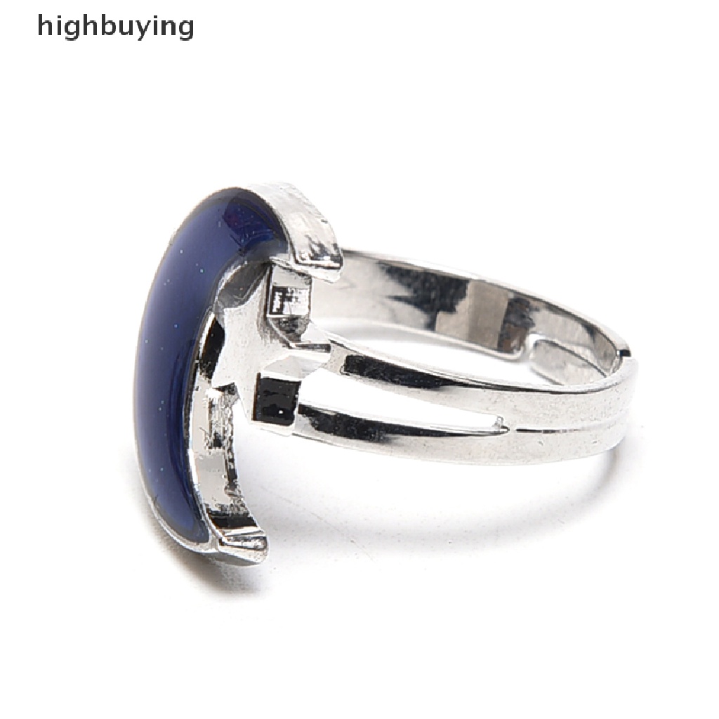 Hbid 1PC Cincin Mood Ring Chic Adjustable Berubah Warna Sesuai Suhu Desain Bulan