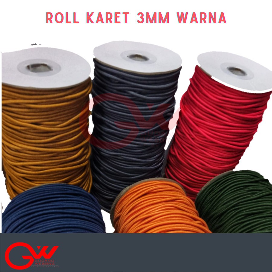 TALIKUR KARET 3mm Warna Roll