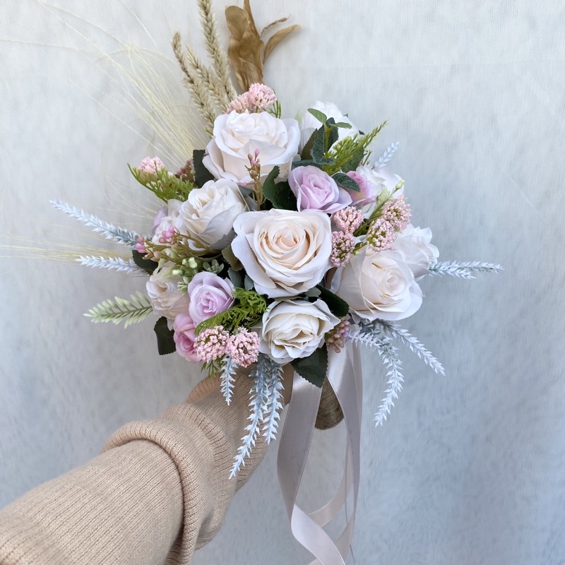 Wedding hand bouquet buket bunga kering warna pastel korean style custom mewah premium pernikahan lamaran wedding engagement