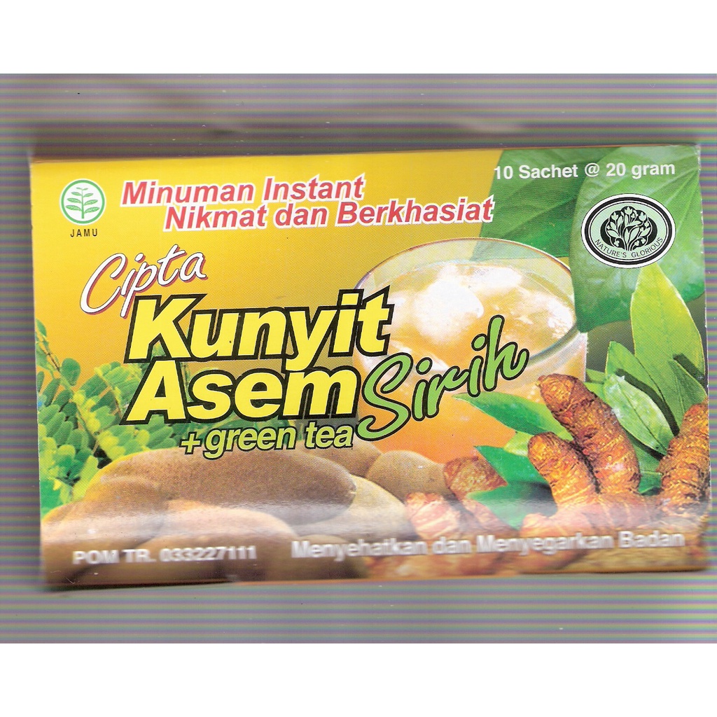 

CIPTA KUNYIT ASEM + GREEN TEA SIRIH ( isi 10 ) JAMU IBU TJIPTO