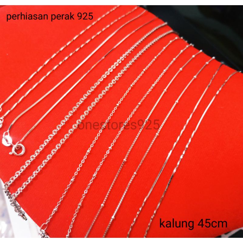 KALUNG PERAK ASLI SILVER 925 WANITA LAPIS EMAS PUTIH 45CM