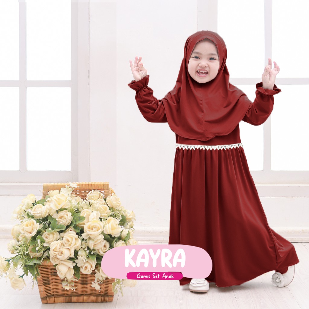Baju Gamis Bayi Perempuan 0-3 tahun Pakaian Muslim Anak Free Jilbab Dress Lebaran