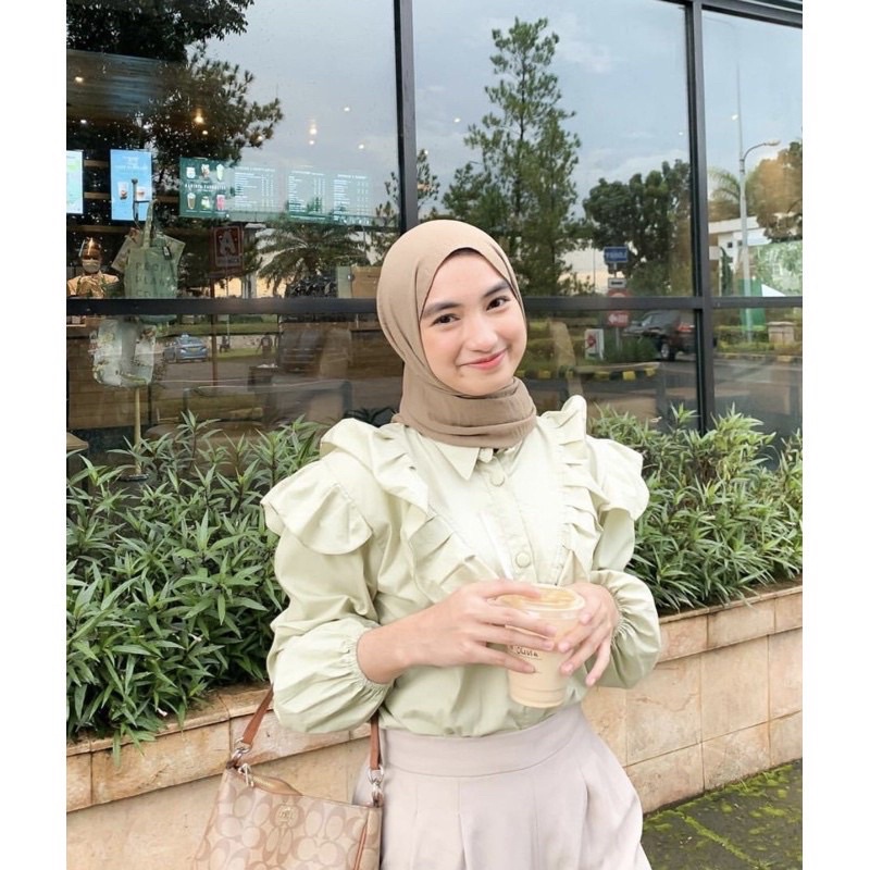 CASHA - ZEC Blouse Perempuan FIYA / Lelana Wrap Button / Blouse Wanita Lengan Panjang / Blouse Wanit