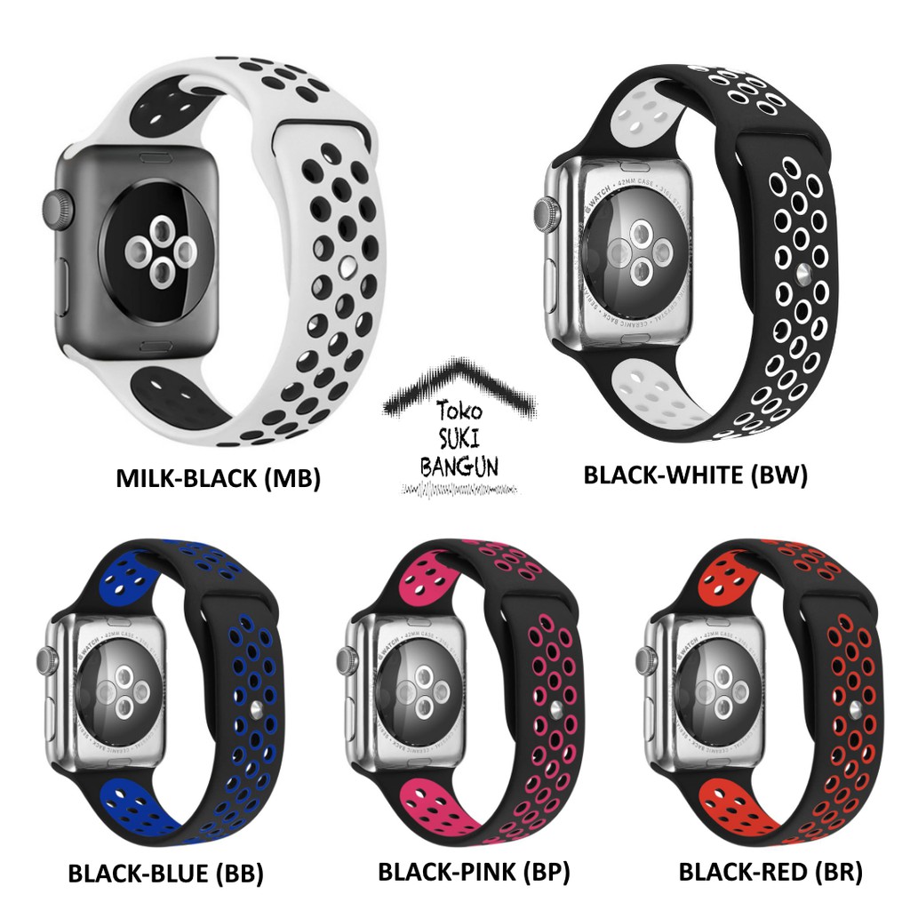 Strap Apple Watch Series 7 6 5 4 3 2 1 41mm 40mm 38mm TALI JAM Rubber SPORT BREATHABLE NEW COLOR