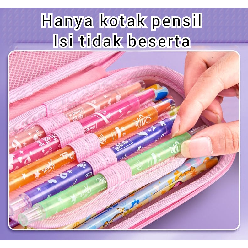 Tempat pensil 3D Premium Banyak Sekat di bagian dalam Kantong zipper kotak pensil 3D unicorn timbul bahan EVA untuk anak import kado anak perempuan