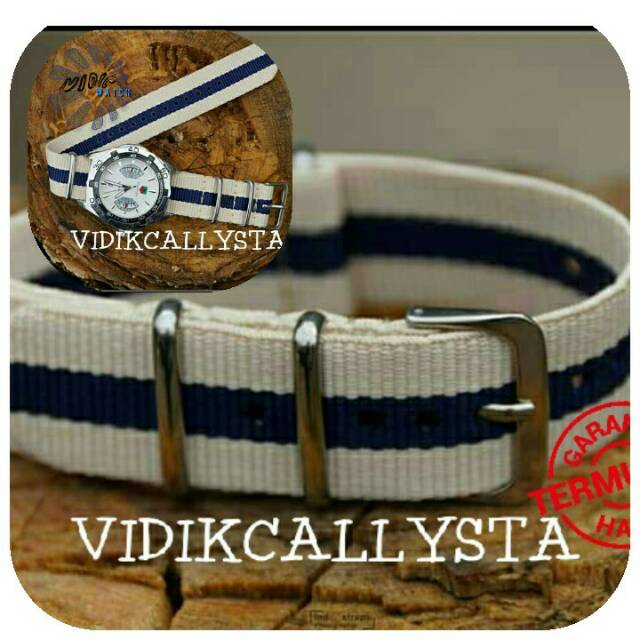 STRAP TALI JAM NATO CANVAS NYLON KANVAS KAIN 20 22 UNIVERSAL