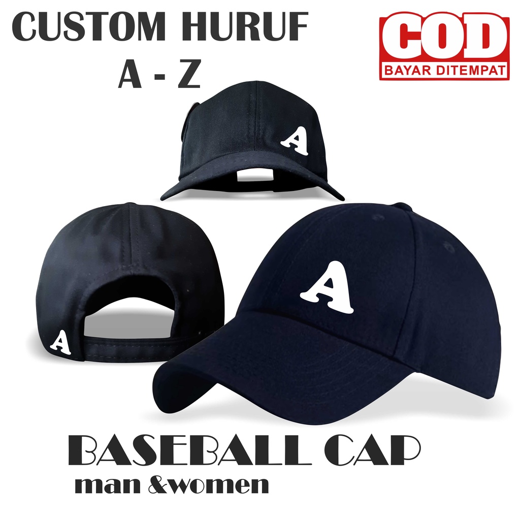 Topi Baseball Pria Wanita  Huruf Alfabet A - Z Basseball Cap Hat