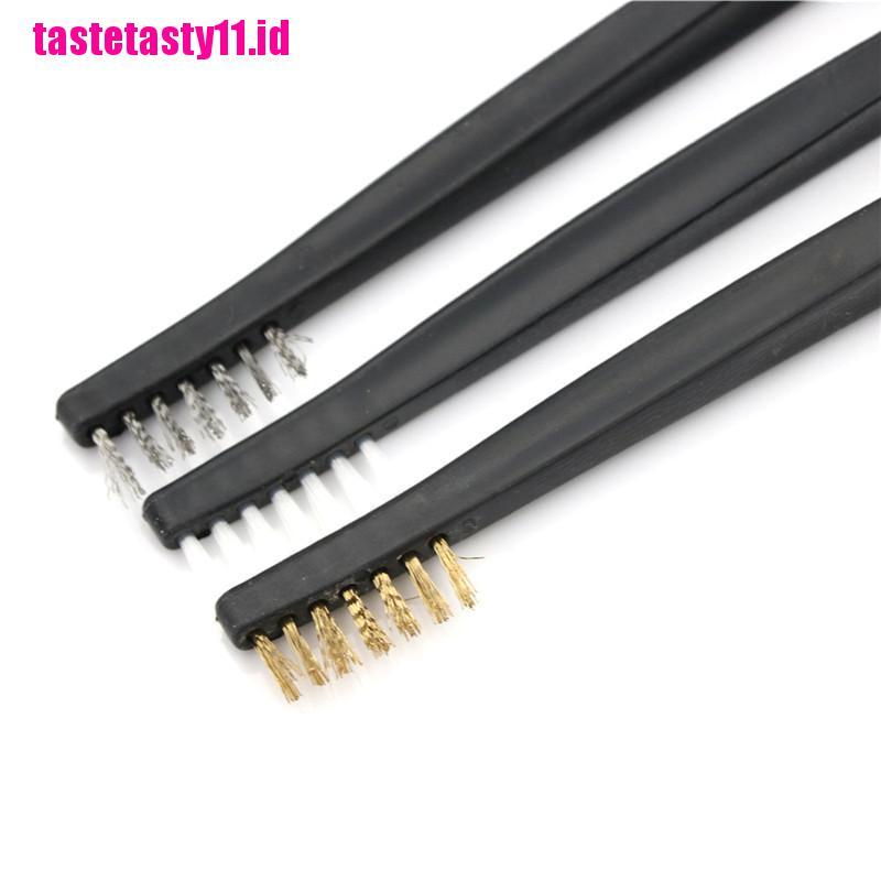 【TTID】3pcs Mini Stainless Steel Brass Nylon Wire Brush Set Cleaning Polish Tool