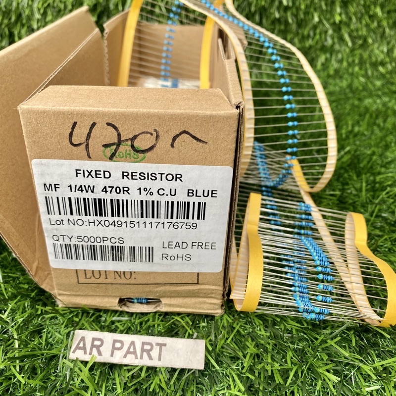 x10 resistor 470 ohm 470ohm 1/4watt 1% metal film taiwan kaki tembaga