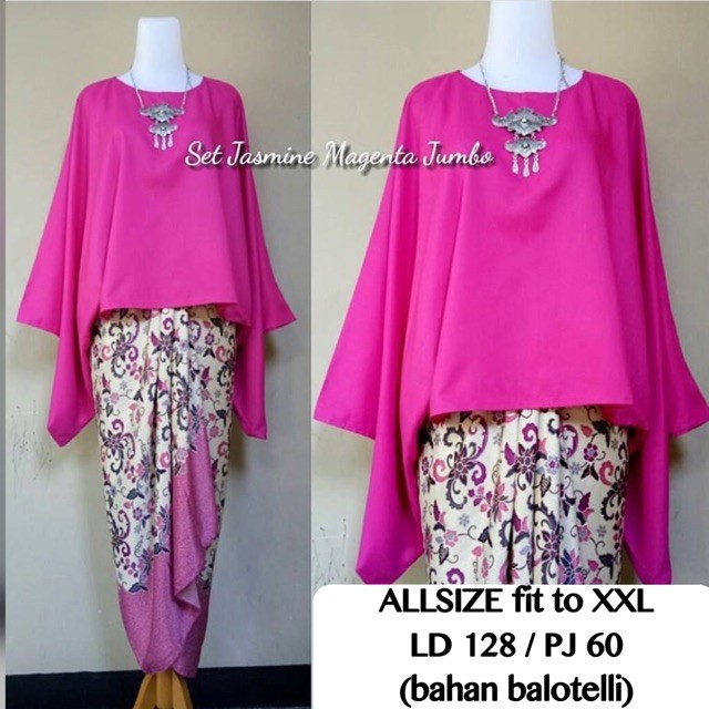 SB Collection Stelan Kebaya Jessica Batwing Jumbo dan Rok Lilit Maxi Batik Wanita