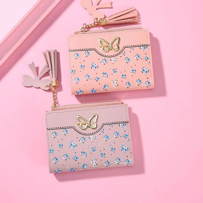 Alibaba1688 Dompet Lipat Mini Wanita Motif Butterfly Fashion Korean Import