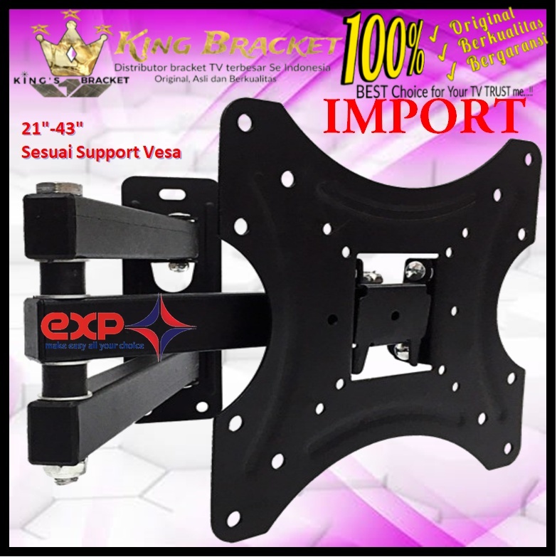 Bracket TV COOCAA 14 s/d 43 inch 6 ARAH FULL BESI SUPER KOKOH GARANSI 100% ORI