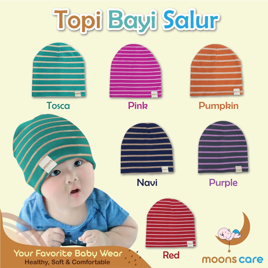 Kupluk Baby Moon Polos Dan Salur Kupluk Bayi Kupluk Polos Kupluk anak Topi bayi lucu Baby Hat kupluk