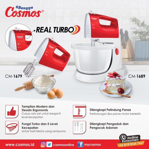 Hand Mixer Cosmos CM 1679 5 Speed Level 200 Watt