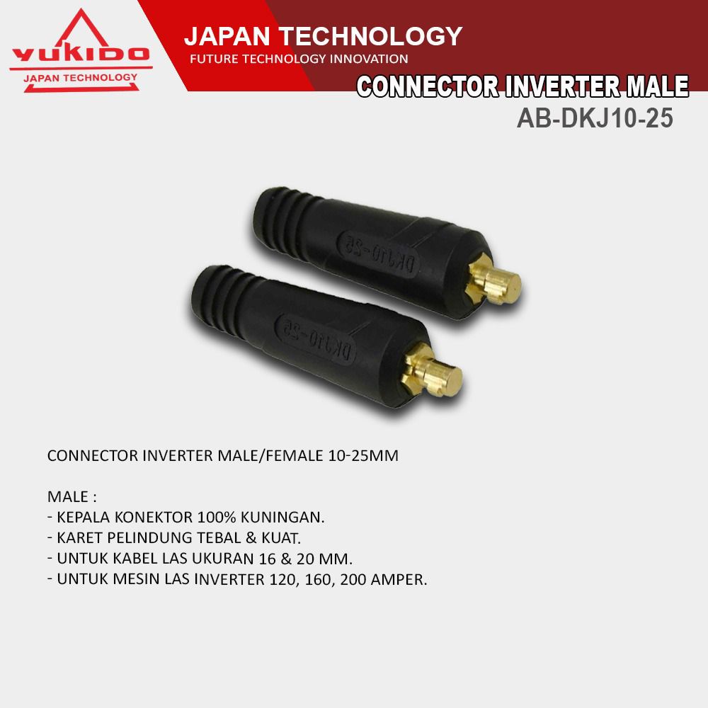 DIJAMIN AWET  2 SET KONEKTOR LAS Kabel Konektor Male Female Connector Las 10 - 25 mm Mesin Las YUKIDO CEWE COWO