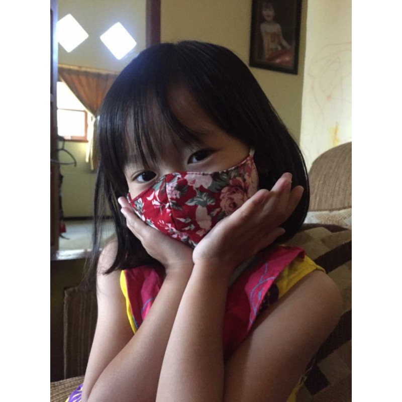 Masker kain anak Seri katun Jepang 3 ply