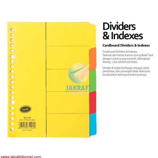

Divider A5 BANTEX 8610 isi 5 Tab Index Polos Pembatas Binder Ordner