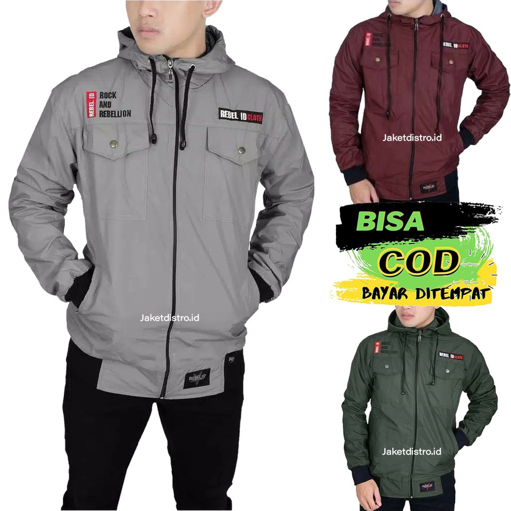 Jaket Semi Parka Unisex Pria Dan Wanita Waterproof Anti Air / Jaket Pria Wanita Rebel Id