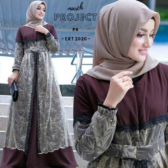 Hijab kalea dress coklat Mc/Muslimah kalea dress coklat Mc